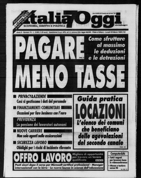 Italia oggi : quotidiano di economia finanza e politica